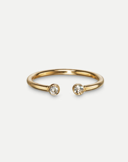 gold stack ring with two crystals