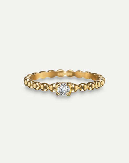 gold textured stack ring with crystal 